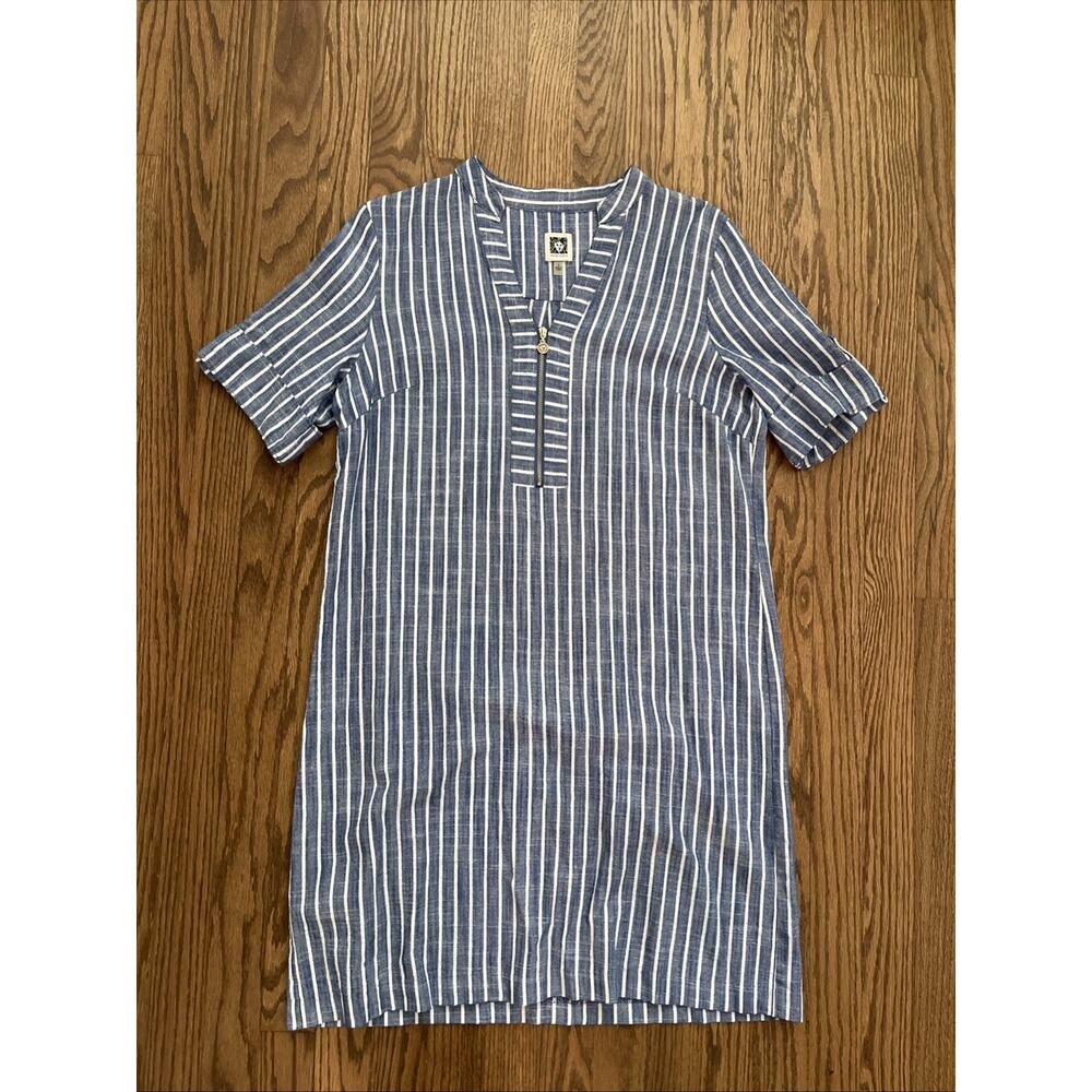 Anne Klein Steffi Shift Dress Women's Sz 8 Striped Beachy Preppy Coastal Resort